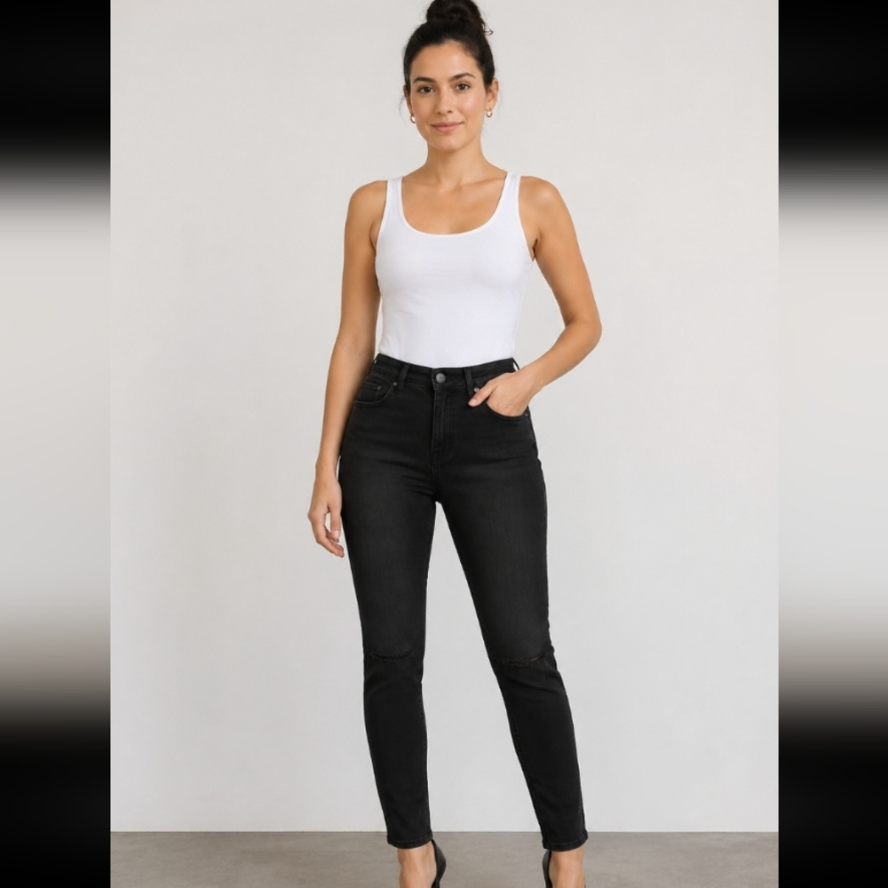 LIFE IN PROGRESS Distressed Black Jeans 24